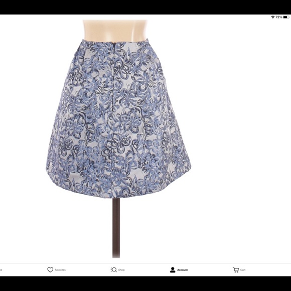 Aqua Blue Brocade Mini Pleated Flare Skirt NWT - Picture 2 of 10